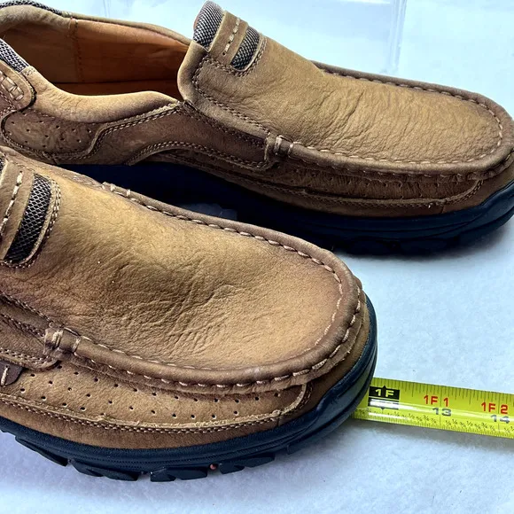 Mostelo Shoes Mens 45 Brown Slip-On Leather Lined Comfort Orthopedic Soles