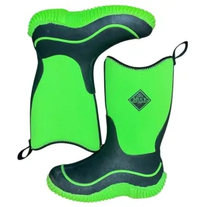 MUCK BOOTS COMPANY YOUTH KIDS NEON GREEN BLACK STURDY BOOTS SIZE 13 EU 30 EUC