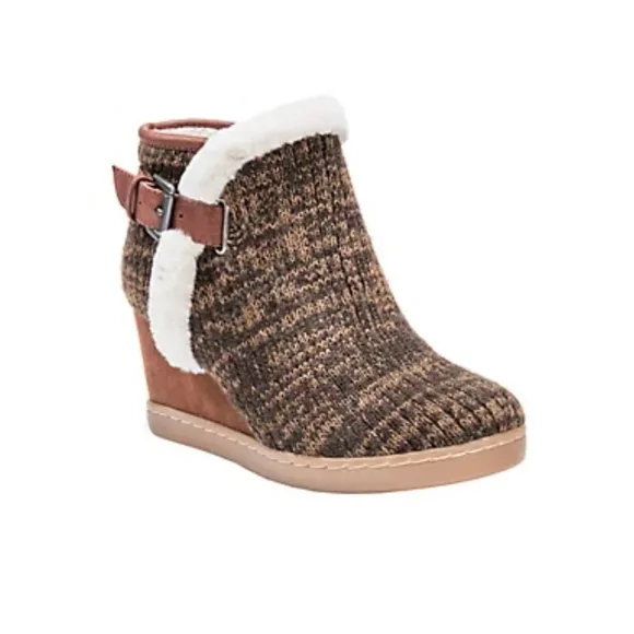 MUK LUKS Women's AnneMarie  Wedge Boots Sz:10 Brown Marl
