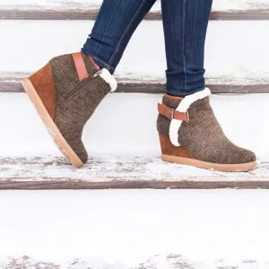 MUK LUKS Women's AnneMarie  Wedge Boots Sz:10 Brown Marl