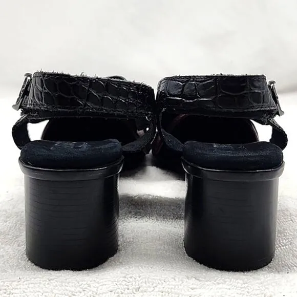 MUNRO LAINE CRISS CROSS SLINGBACK HEELED SANDALS BLACK LEATHER NWOB 10N