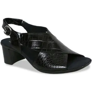 MUNRO LAINE CRISS CROSS SLINGBACK HEELED SANDALS BLACK LEATHER NWOB 10N