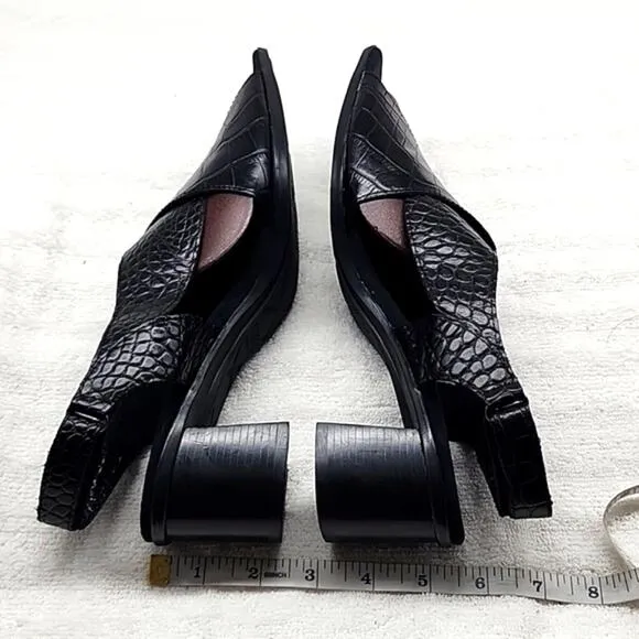 MUNRO LAINE CRISS CROSS SLINGBACK HEELED SANDALS BLACK LEATHER NWOB 10N