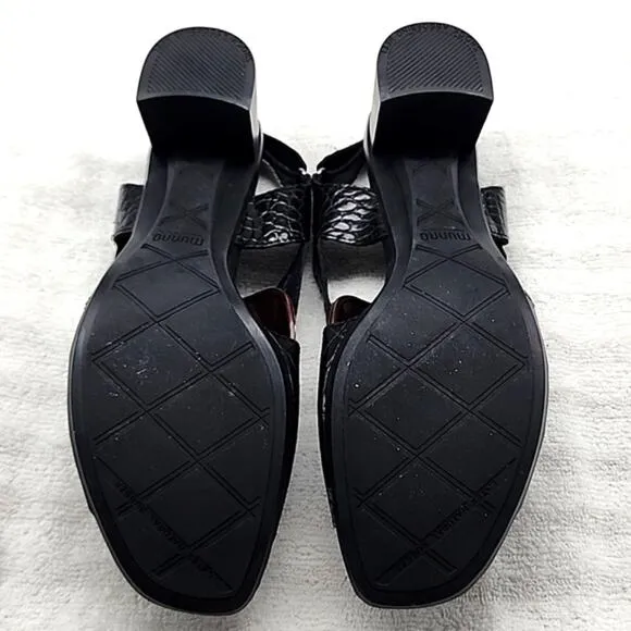 MUNRO LAINE CRISS CROSS SLINGBACK HEELED SANDALS BLACK LEATHER NWOB 10N