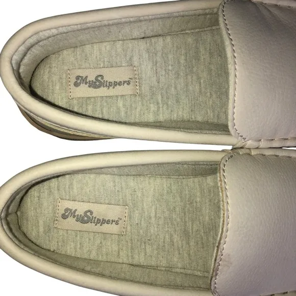 My Pillow My Slippers Womens Moccasin Cream Soft Leather Size 8W