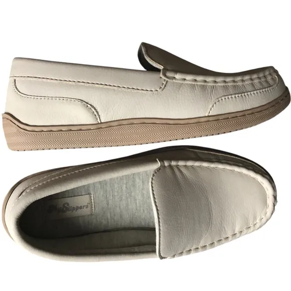 My Pillow My Slippers Womens Moccasin Cream Soft Leather Size 8W