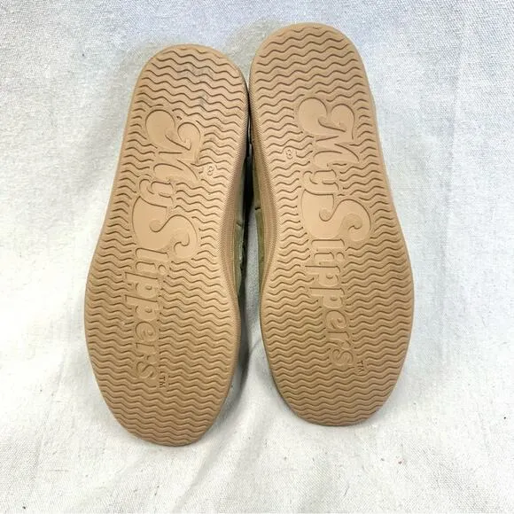 MySlipper by MyPillow moccasin slippers faux fur lining olive green mens size 8