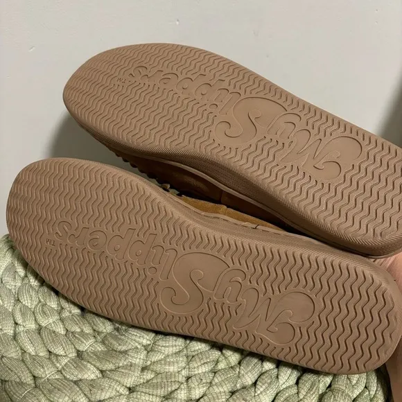 MySlipper Men's Moccasin Slippers By:MyPillow Chestnut Brown Suede Faux Fur NWT
