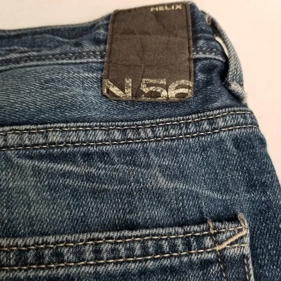 N56 Helix Slim Bootcut Medium Wash Jeans Size 30 Distressed Western Cowboy Y2K