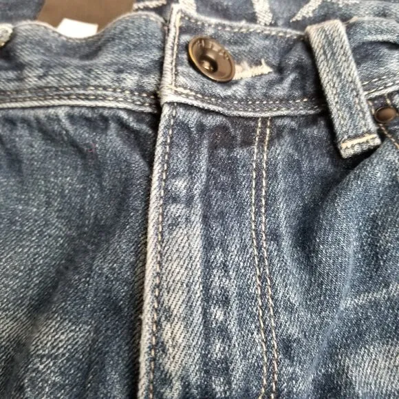 N56 Helix Slim Bootcut Medium Wash Jeans Size 30 Distressed Western Cowboy Y2K