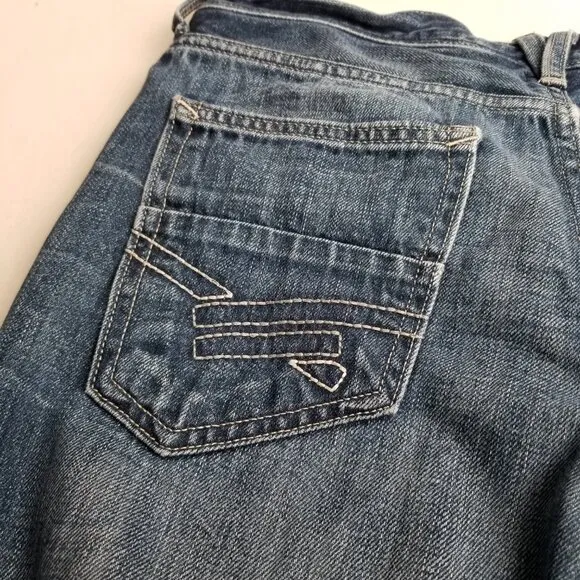 N56 Helix Slim Bootcut Medium Wash Jeans Size 30 Distressed Western Cowboy Y2K