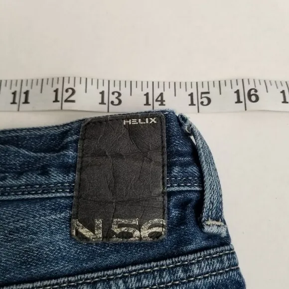 N56 Helix Slim Bootcut Medium Wash Jeans Size 30 Distressed Western Cowboy Y2K