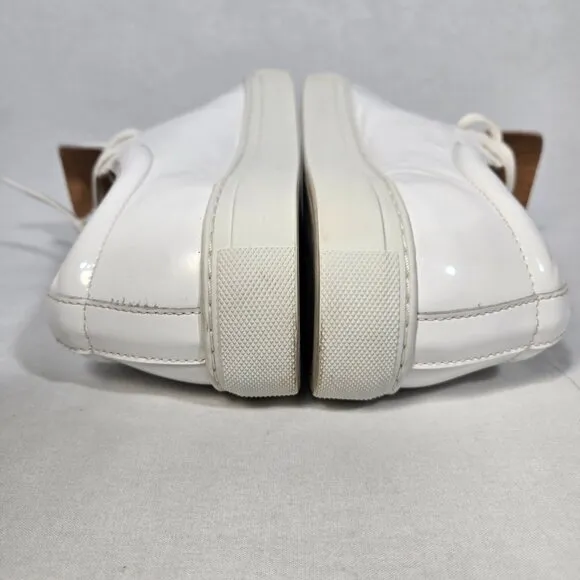 NAHARIYA Old Money Normcore WHITE Patent Leather Sneakers Shoes Men's Size  8.5.