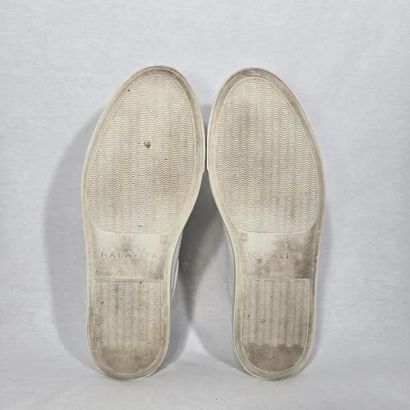 NAHARIYA Old Money Normcore WHITE Patent Leather Sneakers Shoes Men's Size  8.5.