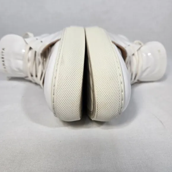NAHARIYA Old Money Normcore WHITE Patent Leather Sneakers Shoes Men's Size  8.5.