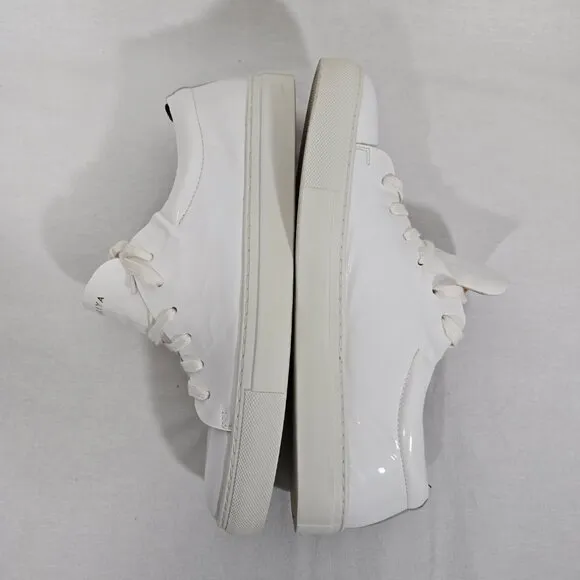 NAHARIYA Old Money Normcore WHITE Patent Leather Sneakers Shoes Men's Size  8.5.
