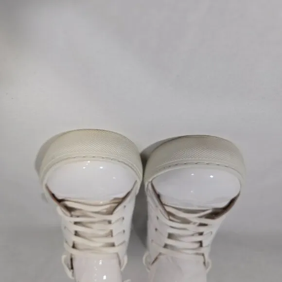 NAHARIYA Old Money Normcore WHITE Patent Leather Sneakers Shoes Men's Size  8.5.