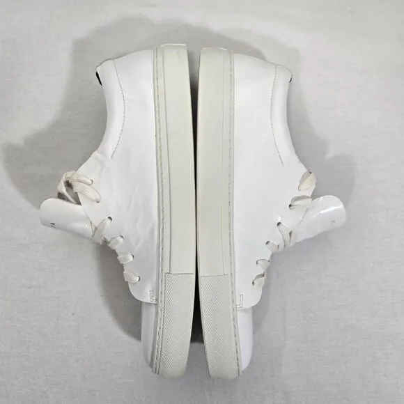 NAHARIYA Old Money Normcore WHITE Patent Leather Sneakers Shoes Men's Size  8.5.