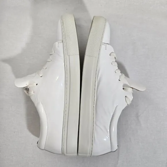 NAHARIYA Old Money Normcore WHITE Patent Leather Sneakers Shoes Men's Size  8.5.