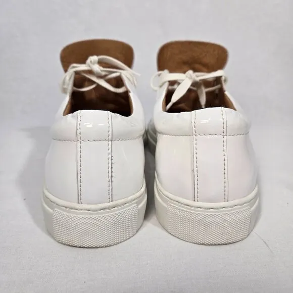 NAHARIYA Old Money Normcore WHITE Patent Leather Sneakers Shoes Men's Size  8.5.