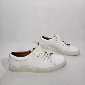 NAHARIYA Old Money Normcore WHITE Patent Leather Sneakers Shoes Men's Size  8.5.