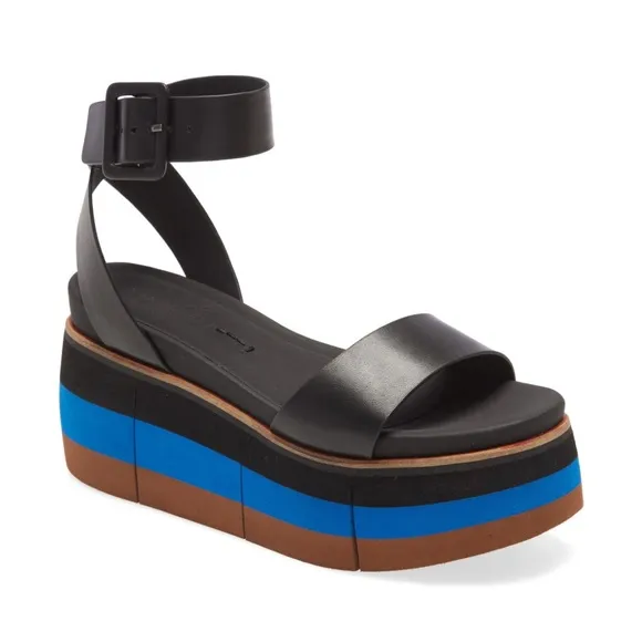 Naked Feet Shoes Altezza Platform Sandal Size 7.5 Blue‎ Black
