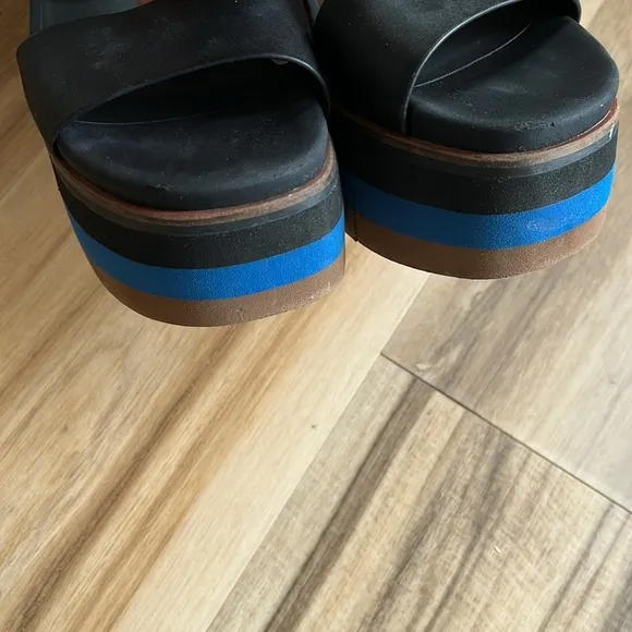 Naked Feet Shoes Altezza Platform Sandal Size 7.5 Blue‎ Black
