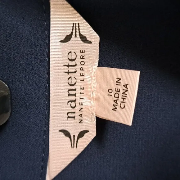 Nanette Lepore Long Sleeve Wide Pleat Collar Shirt Dress Navy