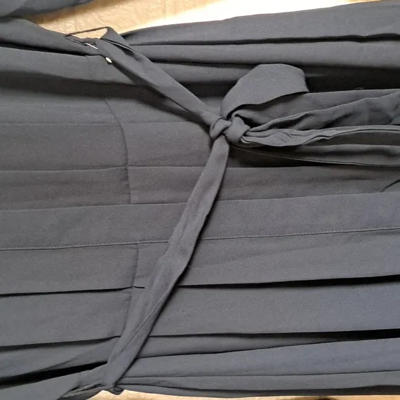 Nanette Lepore Long Sleeve Wide Pleat Collar Shirt Dress Navy