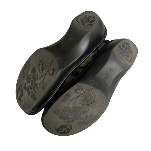 NAOT Isreal Metallic Black Gold Leather Slip-On Sandal Shoes 39 EU