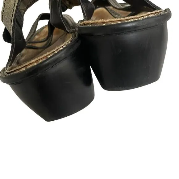 NAOT Isreal Metallic Black Gold Leather Slip-On Sandal Shoes 39 EU