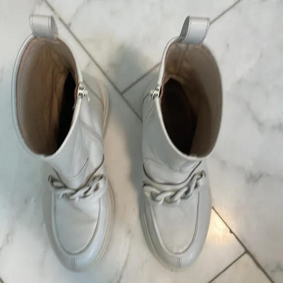 Napoleoni, 8.5, Vitello genuine leather lug sole mid-calf chain detail boots
