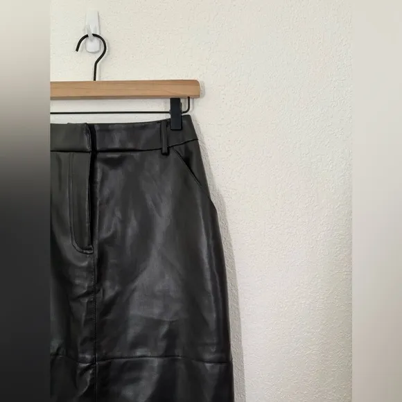 Nasty Gal Faux Leather Bonded Tailored Mid Rise Maxi Skirt in Black Size 2 NEW
