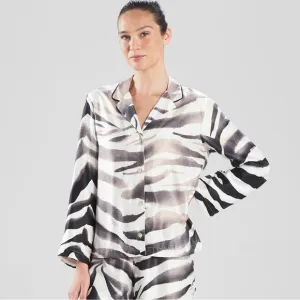 Natori Tigre Notch Pajama Top Alabaster Combo