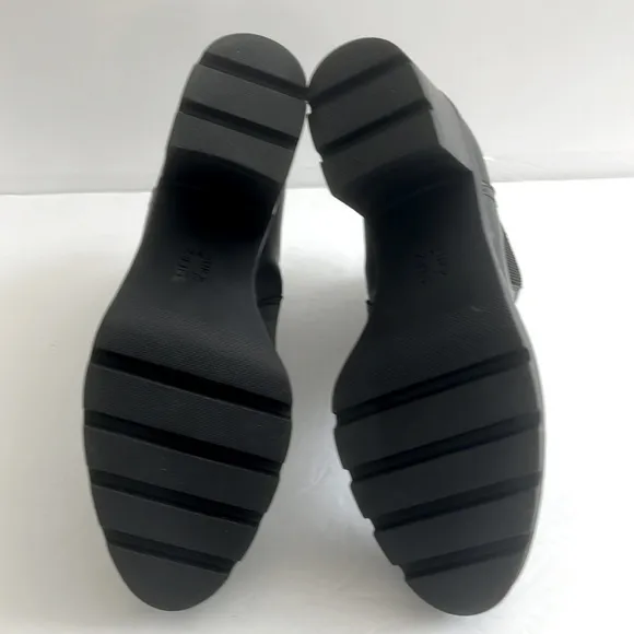 Naturalizer $149 Verney Leather Black Bootie Block Rubber Heel Shoes Size 11 New