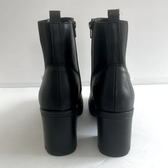 Naturalizer $149 Verney Leather Black Bootie Block Rubber Heel Shoes Size 11 New