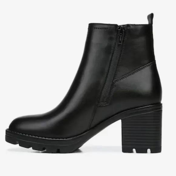 Naturalizer $149 Verney Leather Black Bootie Block Rubber Heel Shoes Size 11 New