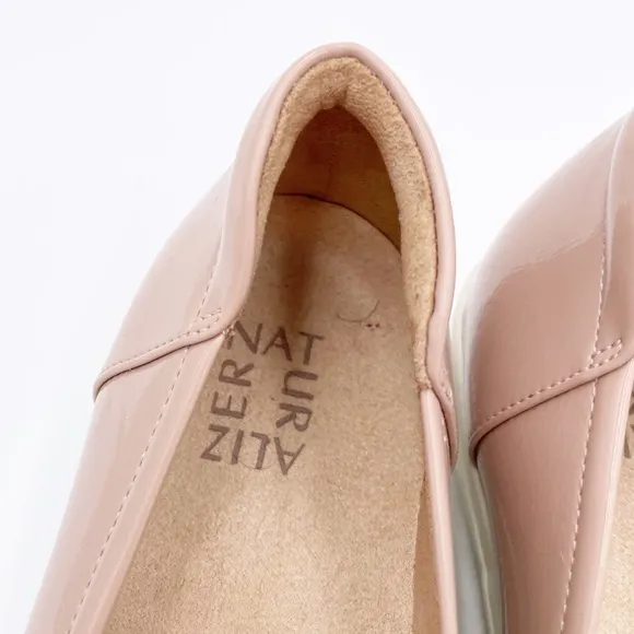 Naturalizer Sam Slip On Wedge Pumps Comfort Shoes Size 11W Nude Faux Leather