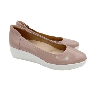 Naturalizer Sam Slip On Wedge Pumps Comfort Shoes Size 11W Nude Faux Leather