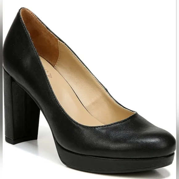 Naturalizer Women's Berlin Chunky High Heel Platform Pump Shoes Black NWT