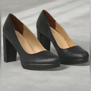 Naturalizer Women's Berlin Chunky High Heel Platform Pump Shoes Black NWT