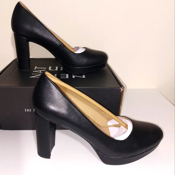 Naturalizer Women's Berlin Chunky High Heel Platform Pump Shoes Black NWT