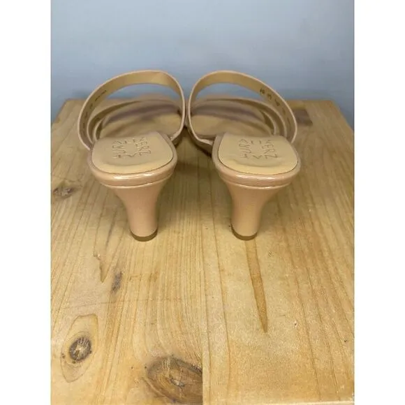 Naturalizer Women's Breona Wedge Patent Mid Heel Dress Sandal Taupe Size 6M