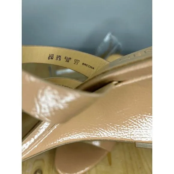 Naturalizer Women's Breona Wedge Patent Mid Heel Dress Sandal Taupe Size 6M