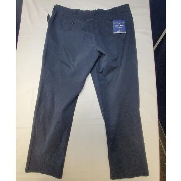 Nautica Pants Mens 40x30 Navy Chino Classic-Fit Stretch Flat-Front Deck Pant NWT