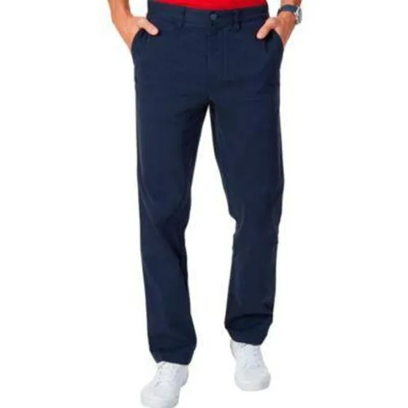 Nautica Pants Mens 40x30 Navy Chino Classic-Fit Stretch Flat-Front Deck Pant NWT