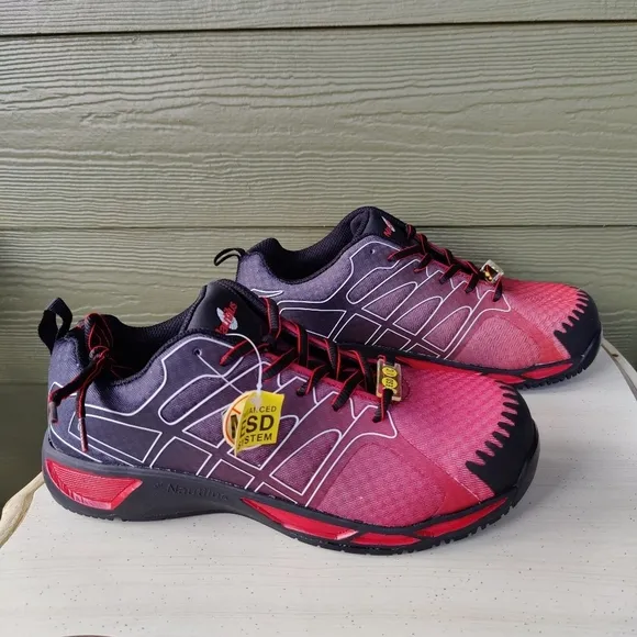 NAUTILUS N2422 COMPOSITE TOE SLIP-RESISTANT ATHLETIC WORK SHOES Red MENs Size 10