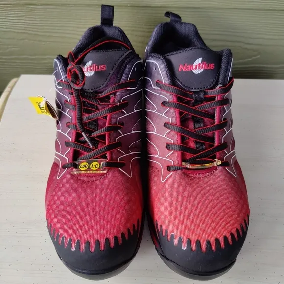 NAUTILUS N2422 COMPOSITE TOE SLIP-RESISTANT ATHLETIC WORK SHOES Red MENs Size 10