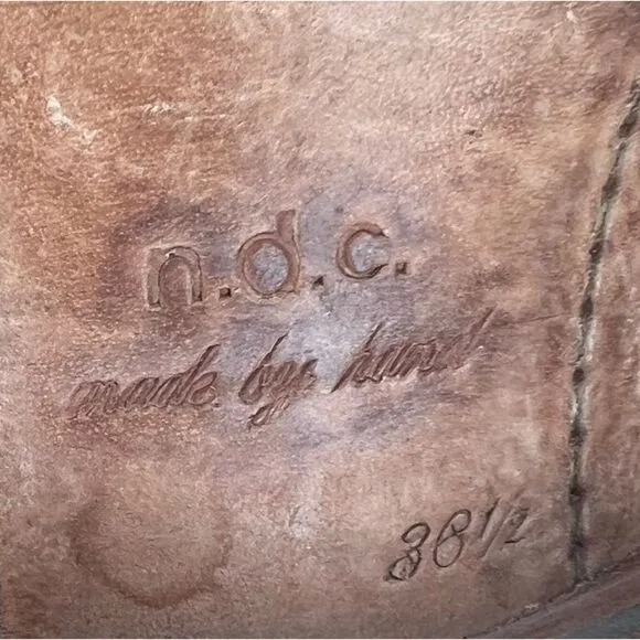 N.D.C. SANDRINE SOFTY BRILLO Sylvia Gold Leather Mid Ankle Boots Sz 36 1/2