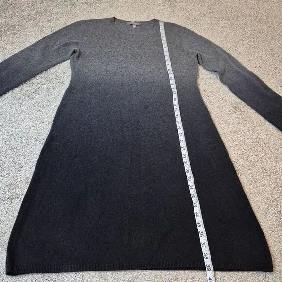 Neiman Marcus 100% Cashmere Midi Sweater Dress Women Size L Gray Ombre